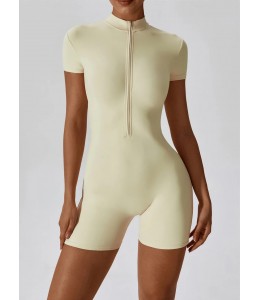 Гладкий короткий комбенизон Shorts Body Crop T-shirt model 36 (Crema)